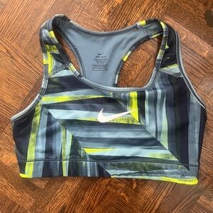 Nike Women's Dri-FIT Sports Bra - Teal and Yellow - Size S